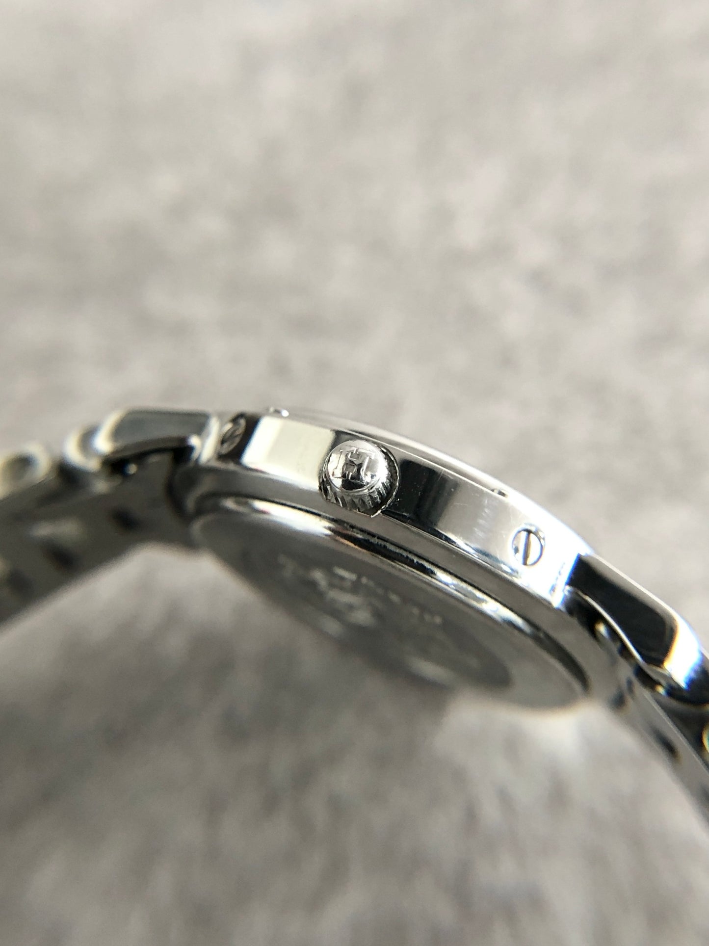 HERMES Logo Quartz Watch Silver Vintage bkagrp