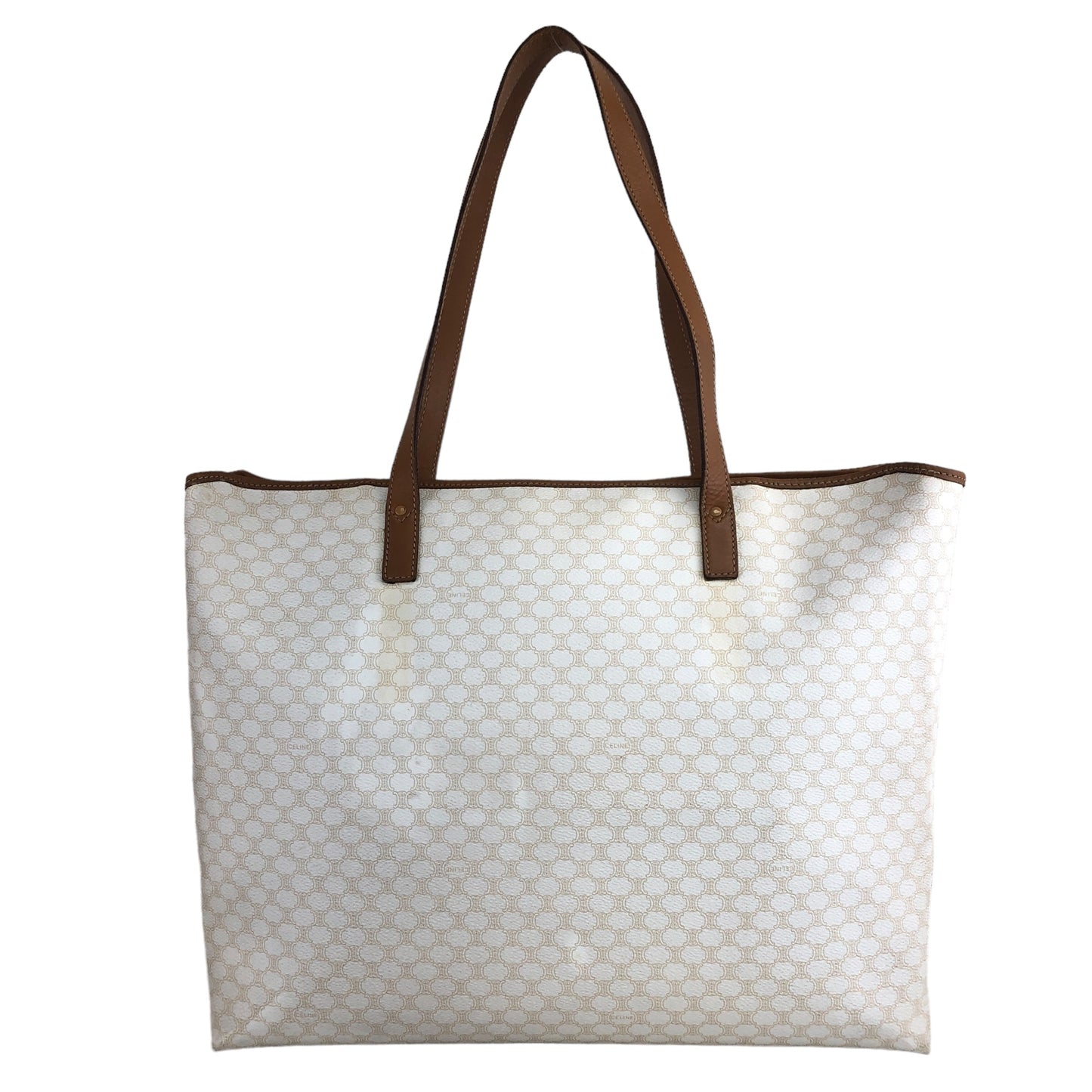 CELINE Macadam Blason Handbag Totebag White Vintage vpjb2y