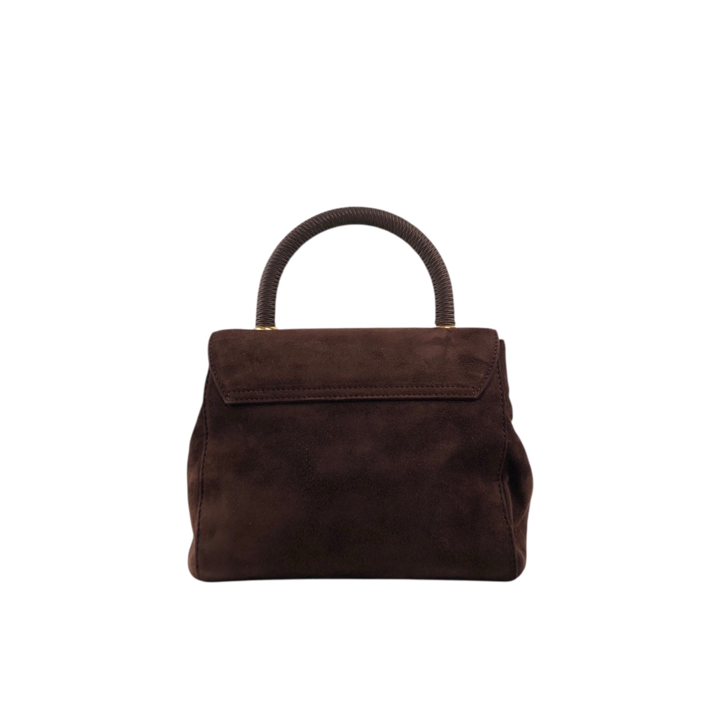 PRADA Logo Handbag Brown Vintage 8st8tj