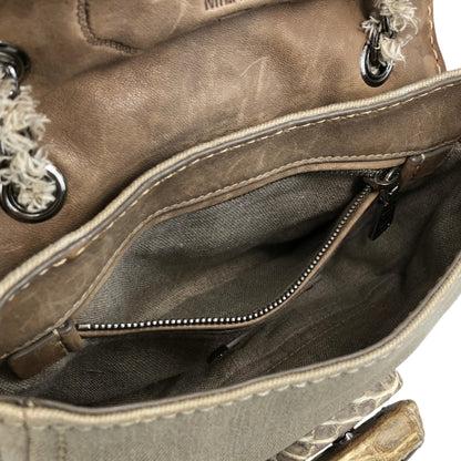 PRADA Triangle Logo Turn Lock Shoulder bag Beige Vintage hrktdk