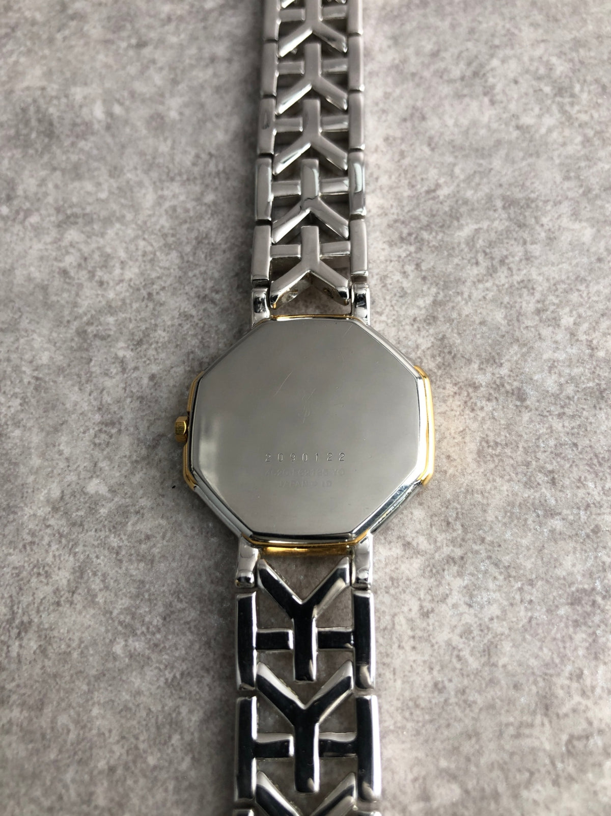 Yves Saint Laurent YSL Logo Quartz Watch Silver×Gold Vintage paum2s