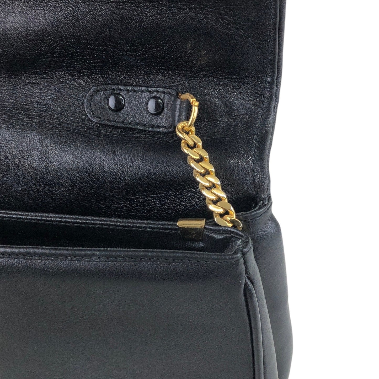 CELINE Triomphe Stitch Chain Shoulder bag Black Vintage 8u4mtc