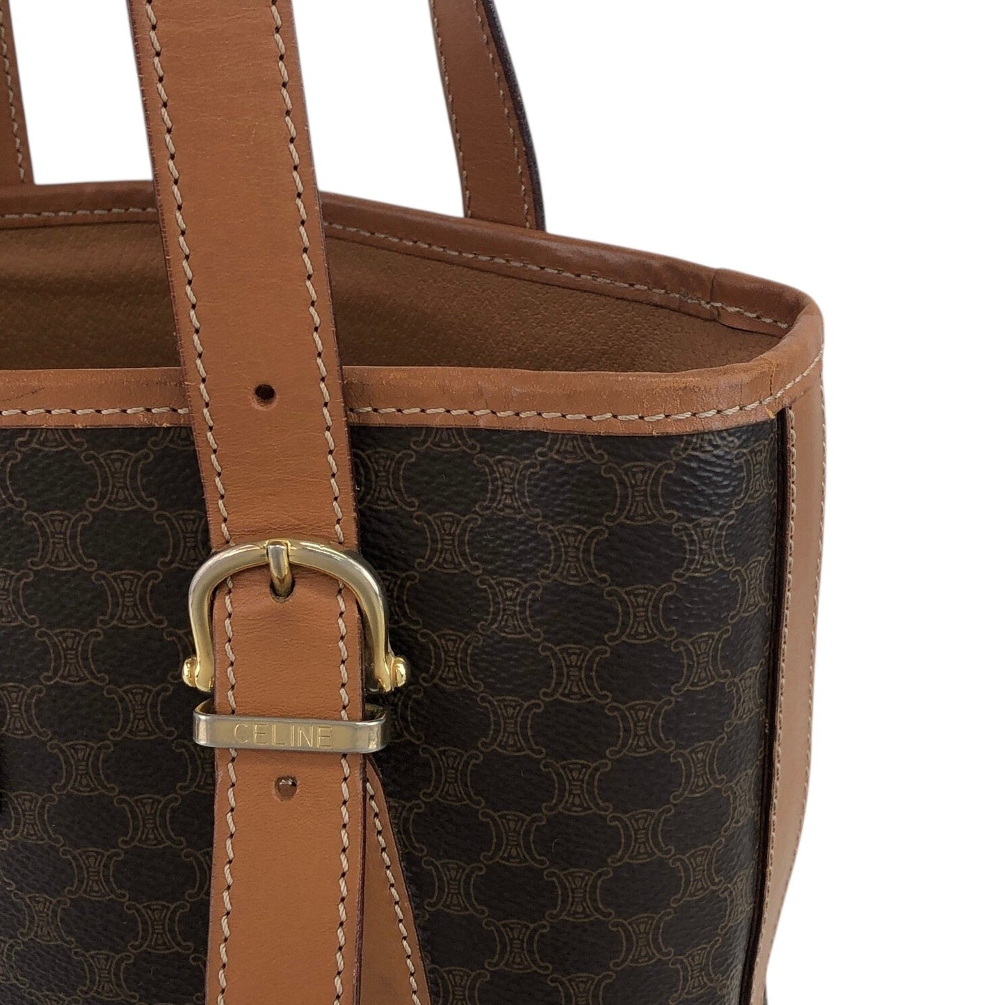 CELINE Macadam Blason Handbag Shoulder bag Brown Vintage hzzr6z
