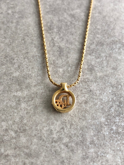 Christian Dior Logo Motif Rhinestone Necklace Gold Vintage 7ghskj