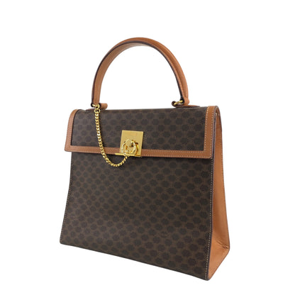 CELINE Macadam Gancini Top Handle Handbag Brown Vintage af3ben
