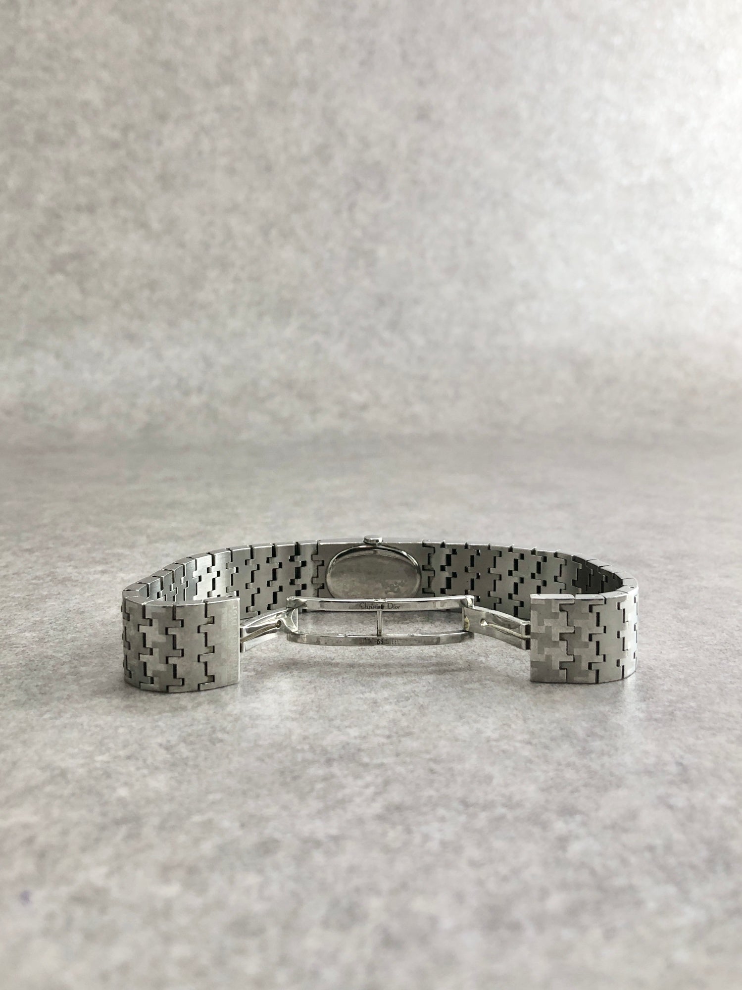 Christian Dior Logo Bangle Quartz Watch Silver D70-100 Vintage