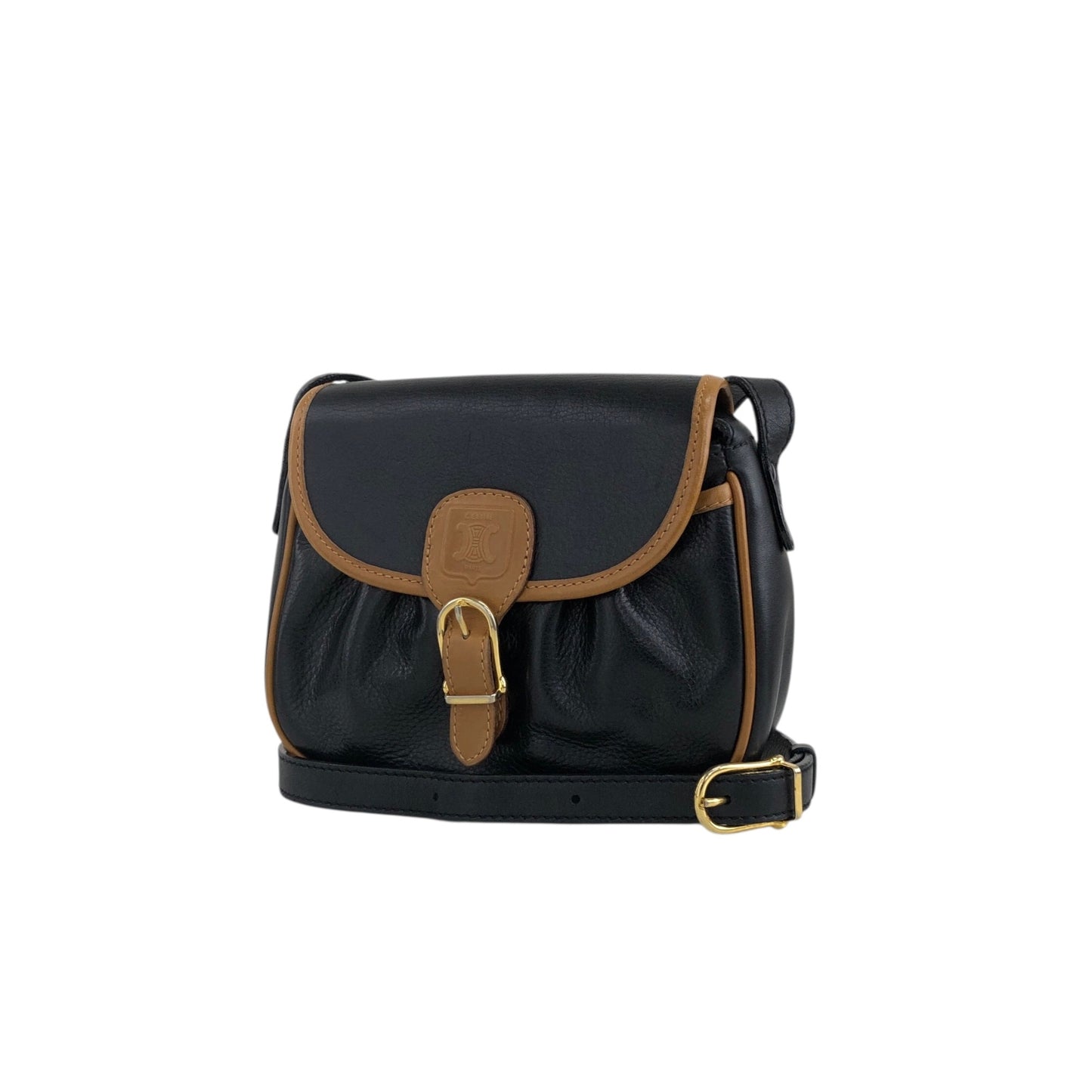 CELINE Blason 前扣肩背包 黑色復古 m2bms5