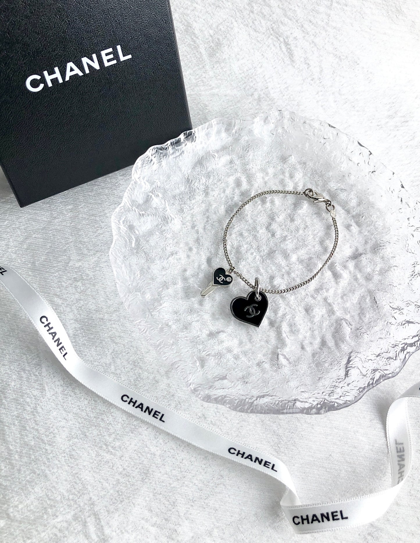 CHANEL Coco Mark Bracelet Black×Silver Vintage pz7dmp