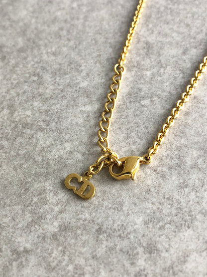 Christian Dior Logo Motif Necklace Gold Vintage awfb7p