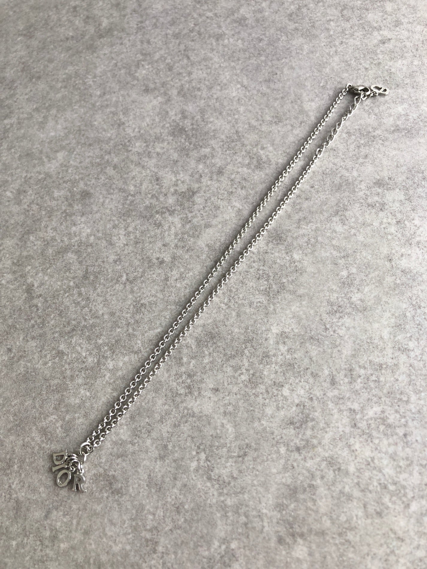 Christian Dior Logo Motif Necklace Silver Vintage k3zu24