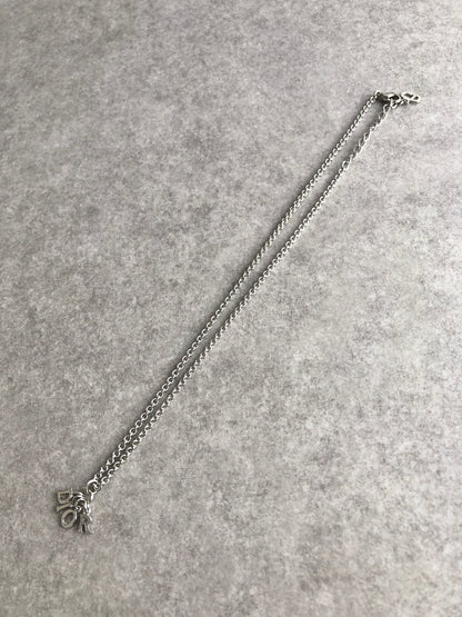 Christian Dior Logo Motif Necklace Silver Vintage k3zu24