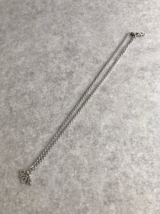 Christian Dior Logo Motif Necklace Silver Vintage k3zu24