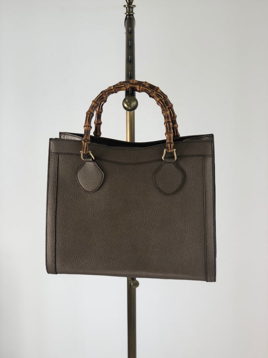 GUCCI Bamboo Leather Handbag Brown Vintage s4b6rt