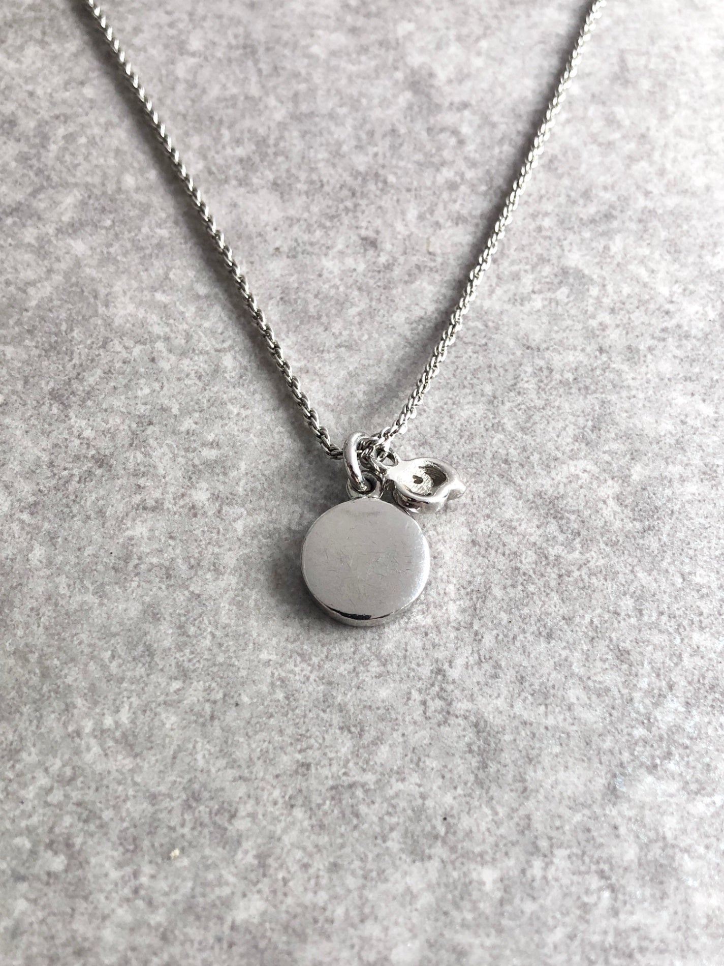 Christian Dior CD Logo Stone Necklace Silver Vintage f585fn
