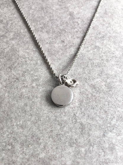 Christian Dior CD Logo Stone Necklace Silver Vintage f585fn