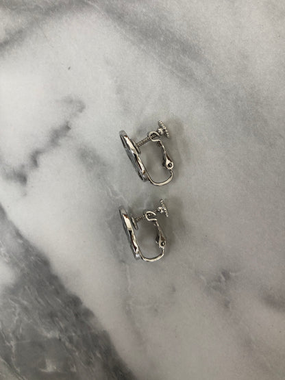 Christian Dior Logo Circle Star Earrings Silver Vintage fkd34r