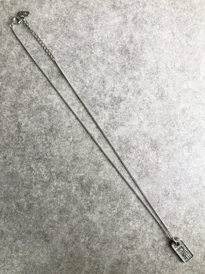 Christian Dior Logo Motif Rhinestone Necklace Silver Vintage irgybw