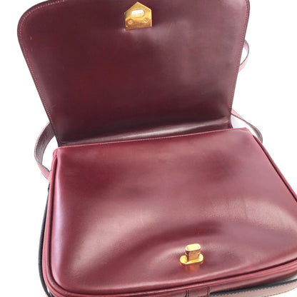 CELINE 轉鎖 Cadena 皮革斜背包 波爾多紅 復古 yrru3h 