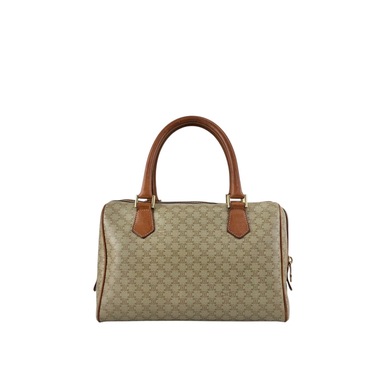 CELINE Macadam Blason Two-way Small Boston bag Shoulder bag Beige Vintage ppn4pg