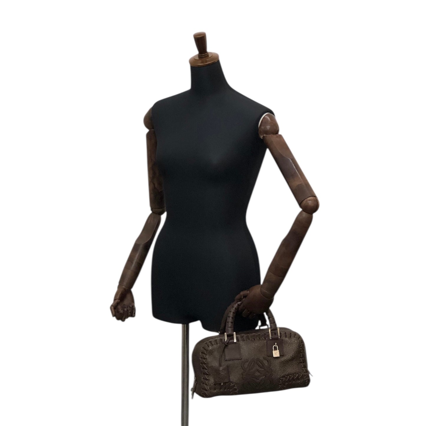 LOEWE Amazona28 Anagram Handbag Boston bag Brown Vintage rd4izx