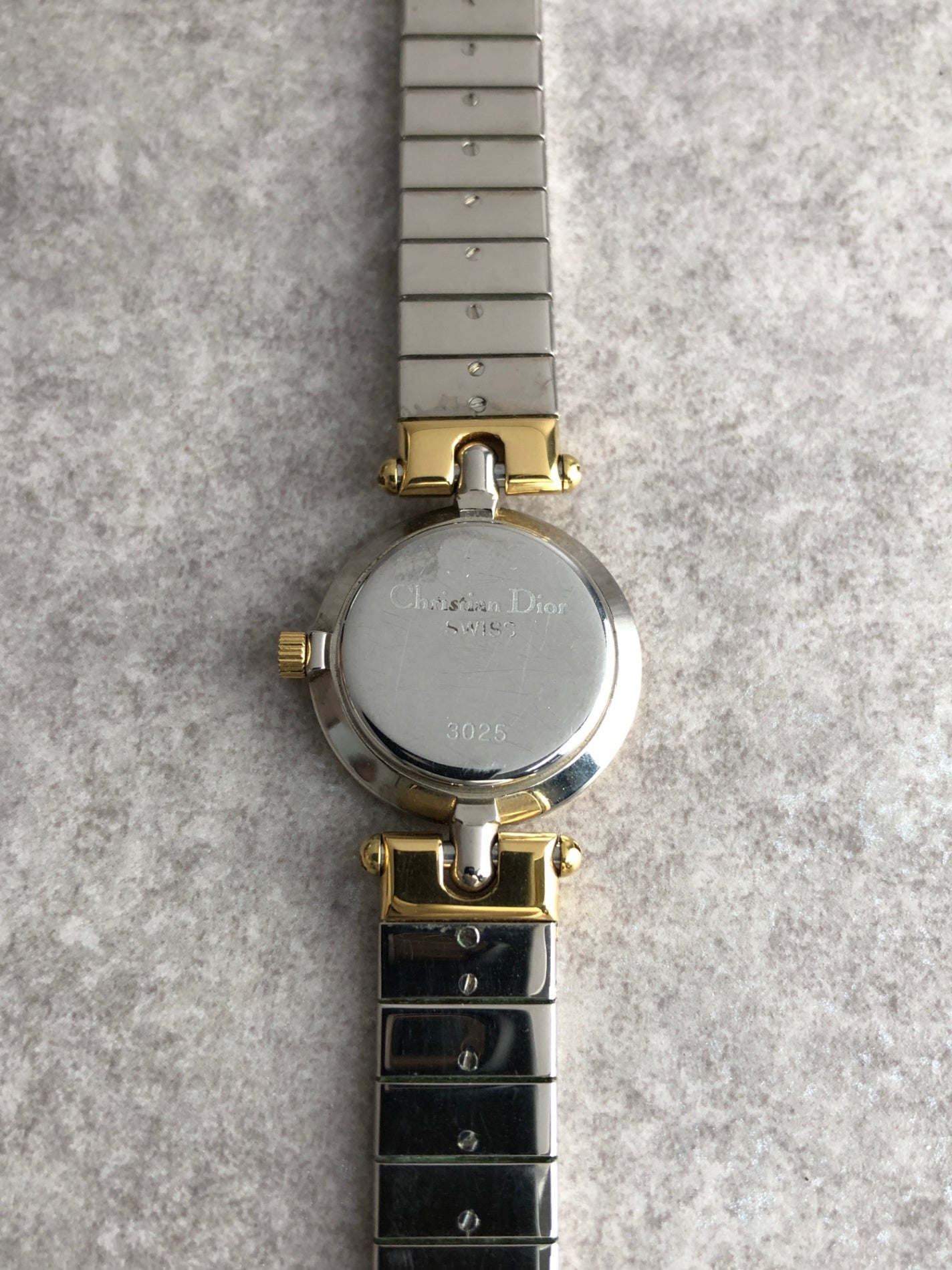 Christian Dior Logo Quartz Watch Silver×Gold 3025 Vintage xexzcz