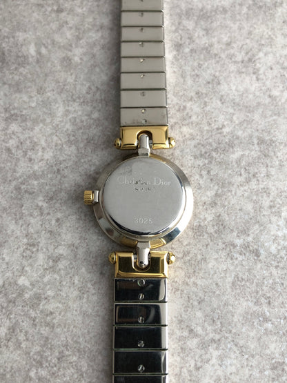 Christian Dior Logo Quartz Watch Silver×Gold 3025 Vintage xexzcz