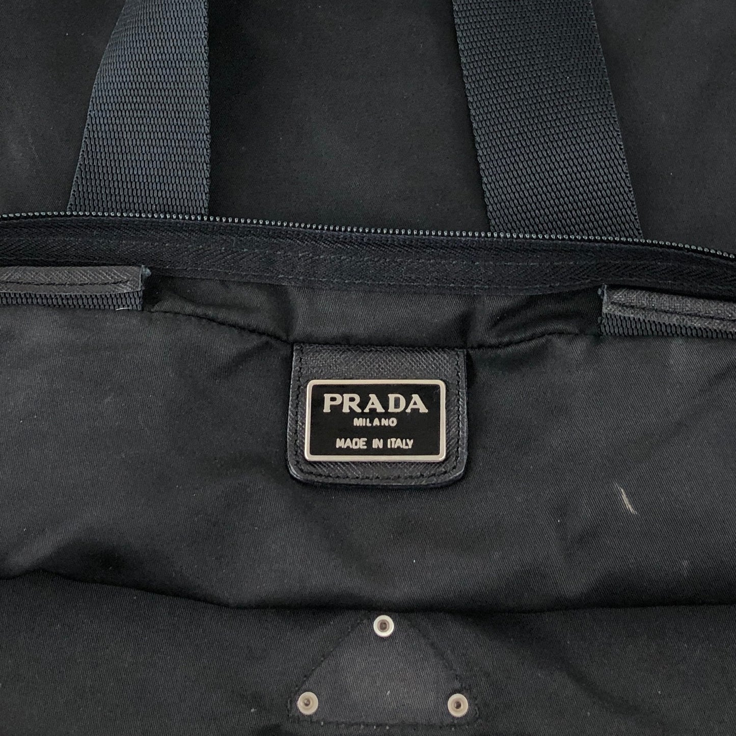 PRADA Tessuto Triangle Logo Totebag Black Vintage 4zvity