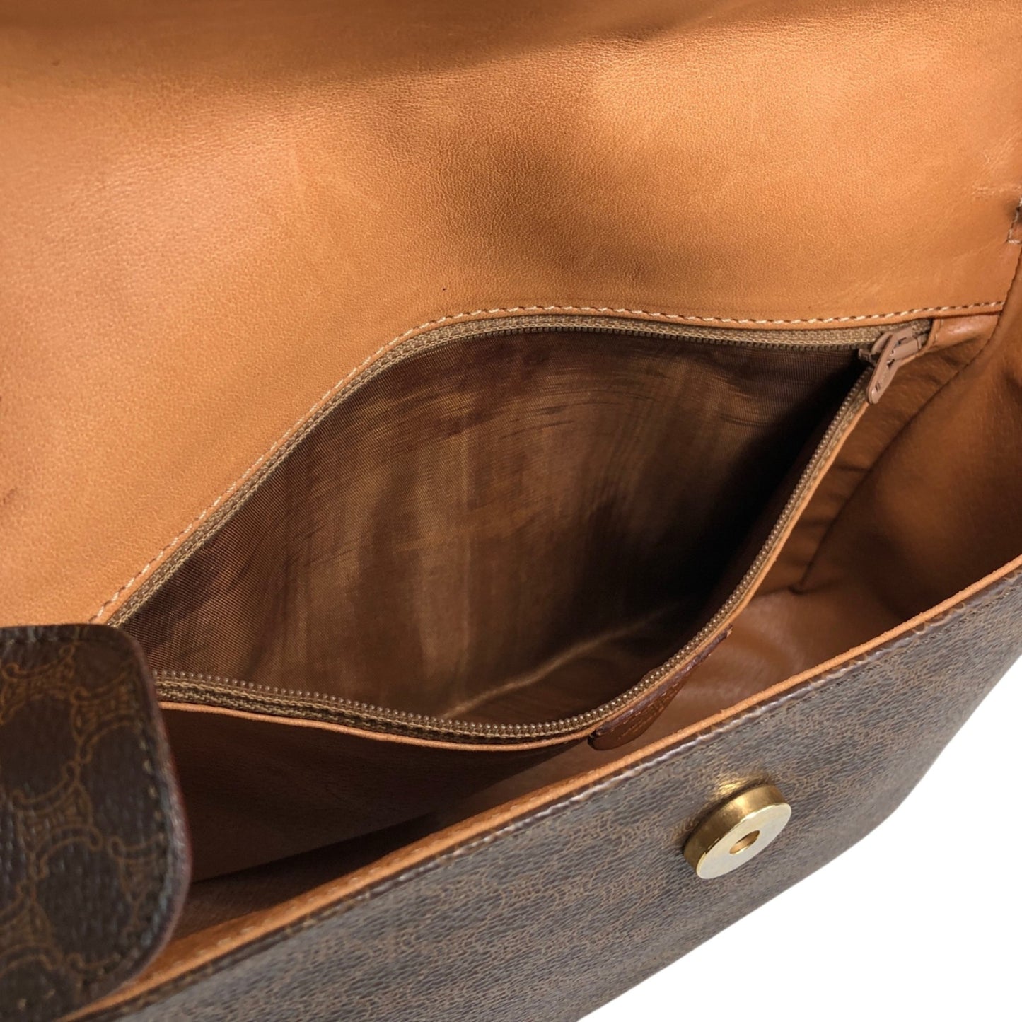 CELINE Macadam Horse Bit Shoulder bag Brown Vintage yw7ax4
