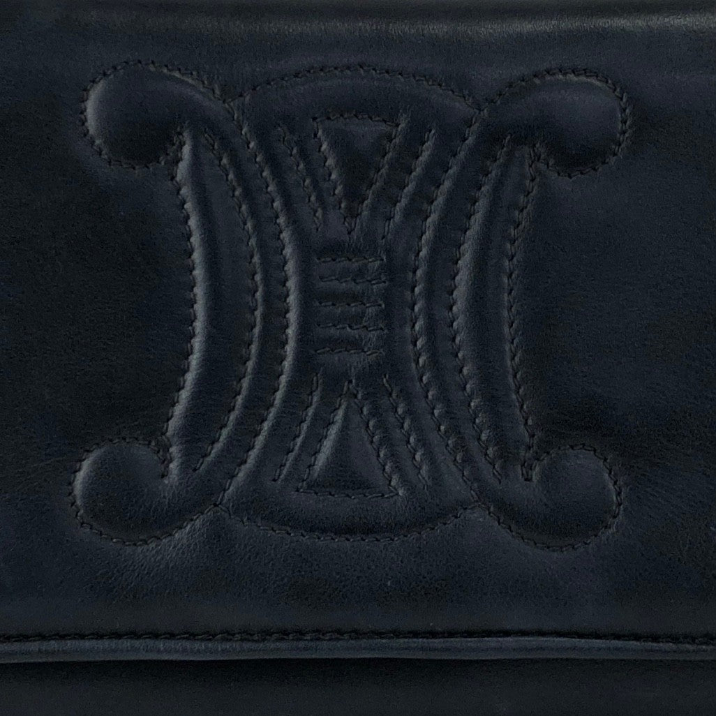 CELINE Triomphe Blason Chain Shoulder bag Black Vintage yfpji2