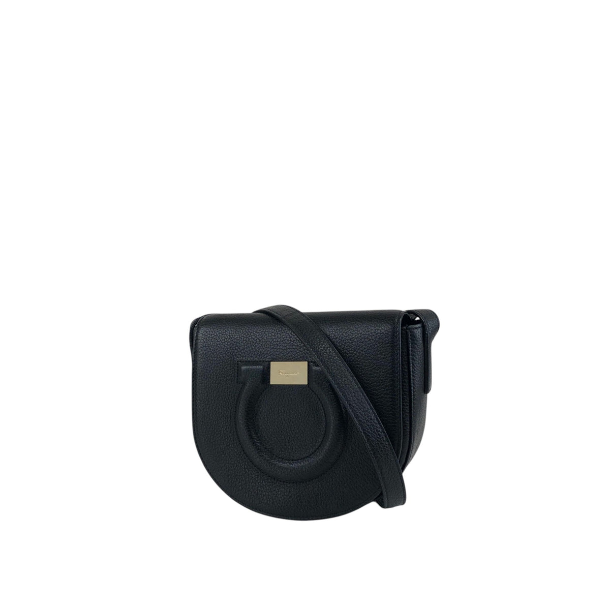 Salvatore Ferragamo Gancini Shoulder bag Black Vintage da8ayc