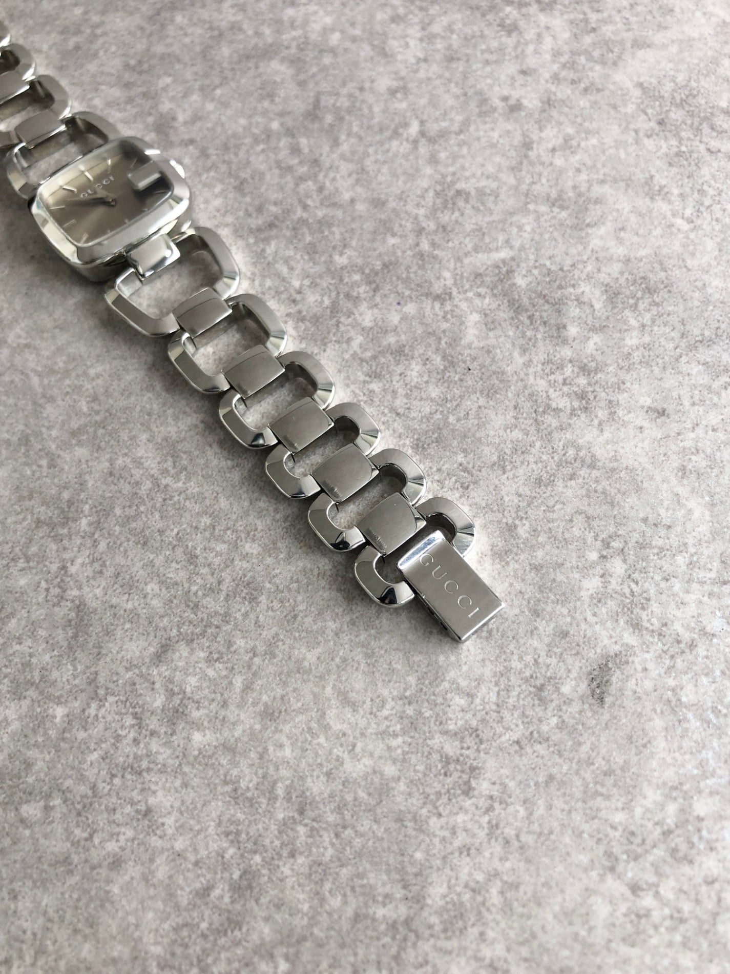 GUCCI Logo Quartz Watch Silver 125.5 Vintage aedihi