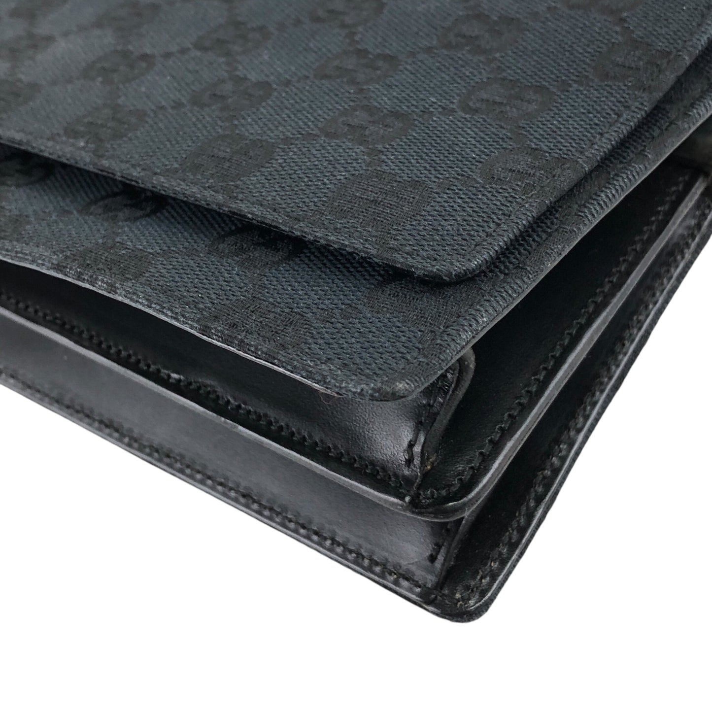 GUCCI Interlocking GG Canvas Shoulder bag Black Vintage 2tc23f