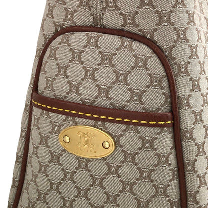 CELINE Macadam Canvas Leather Handbag Beige Vintage ybm6xd