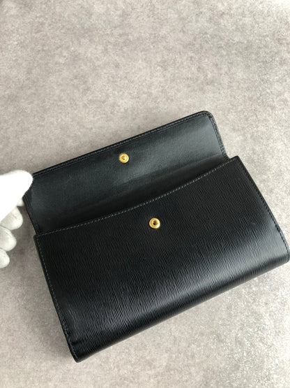 PRADA Logo Long Wallet Black Vintage yvkvsz