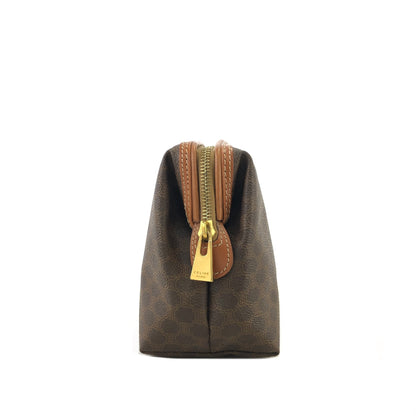 CELINE Macadam Blason  PVC Leather Pouch Brown Vintage vnsihf