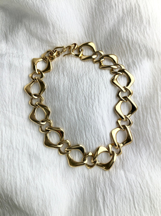 Yves Saint Laurent YSL Logo Necklace Gold Vintage fdhdea