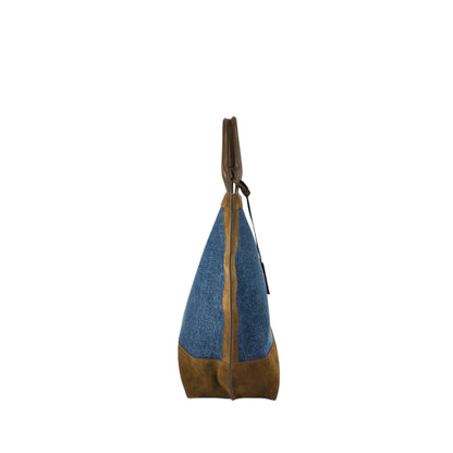 Yves Saint Laurent YSL Logo Totebag Indigo×Brown Vintage tgpnxk