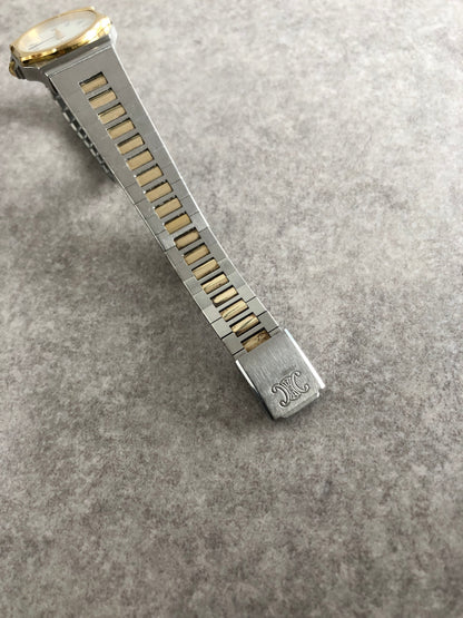 CELINE Logo Watch Silver×Gold 2245 Vintage d4racx