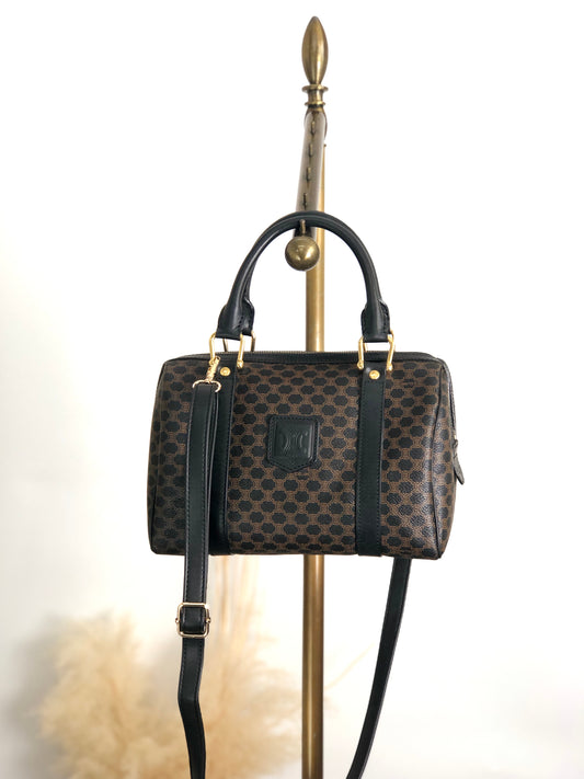 CELINE Macadam Blason Two-way Small Boston bag Shoulder bag Black Vintage 2urwut
