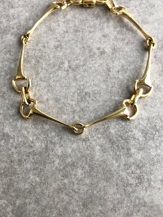 CELINE Triomphe Horse Bit Bracelet Gold Vintage 3renxw