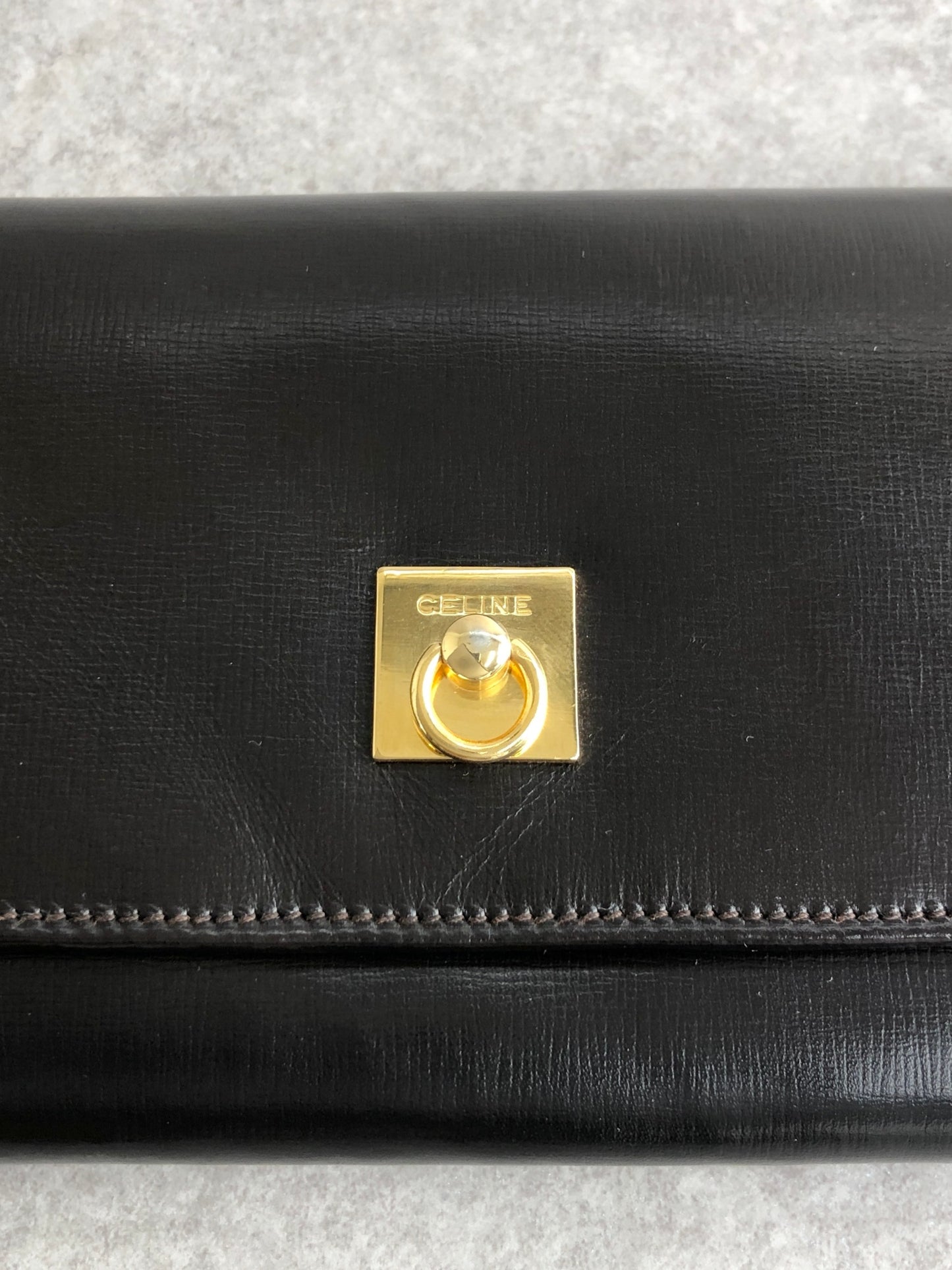 CELINE Gancini Long Wallet Black Vintage xfm7yd