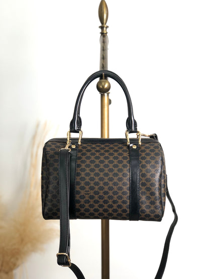CELINE Macadam Two-way Small Boston bag Shoulder bag Black Vintage 5umhds