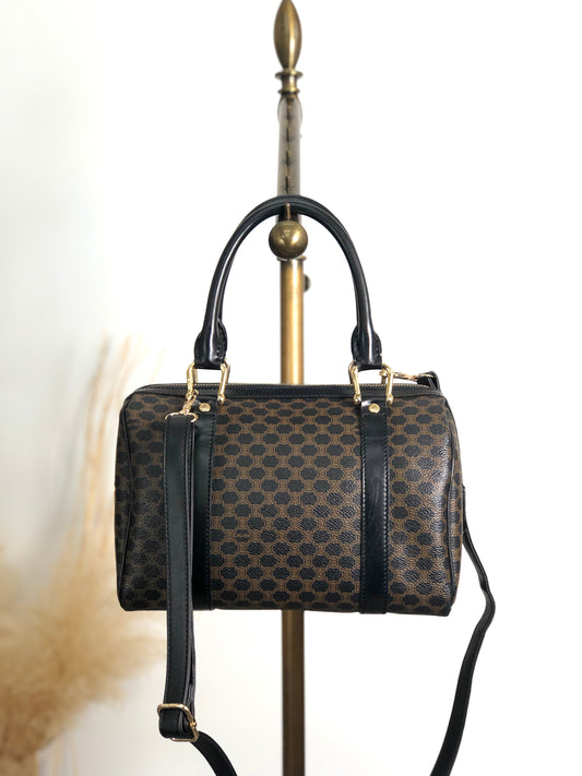 CELINE Macadam Two-way Small Boston bag Shoulder bag Black Vintage 5umhds