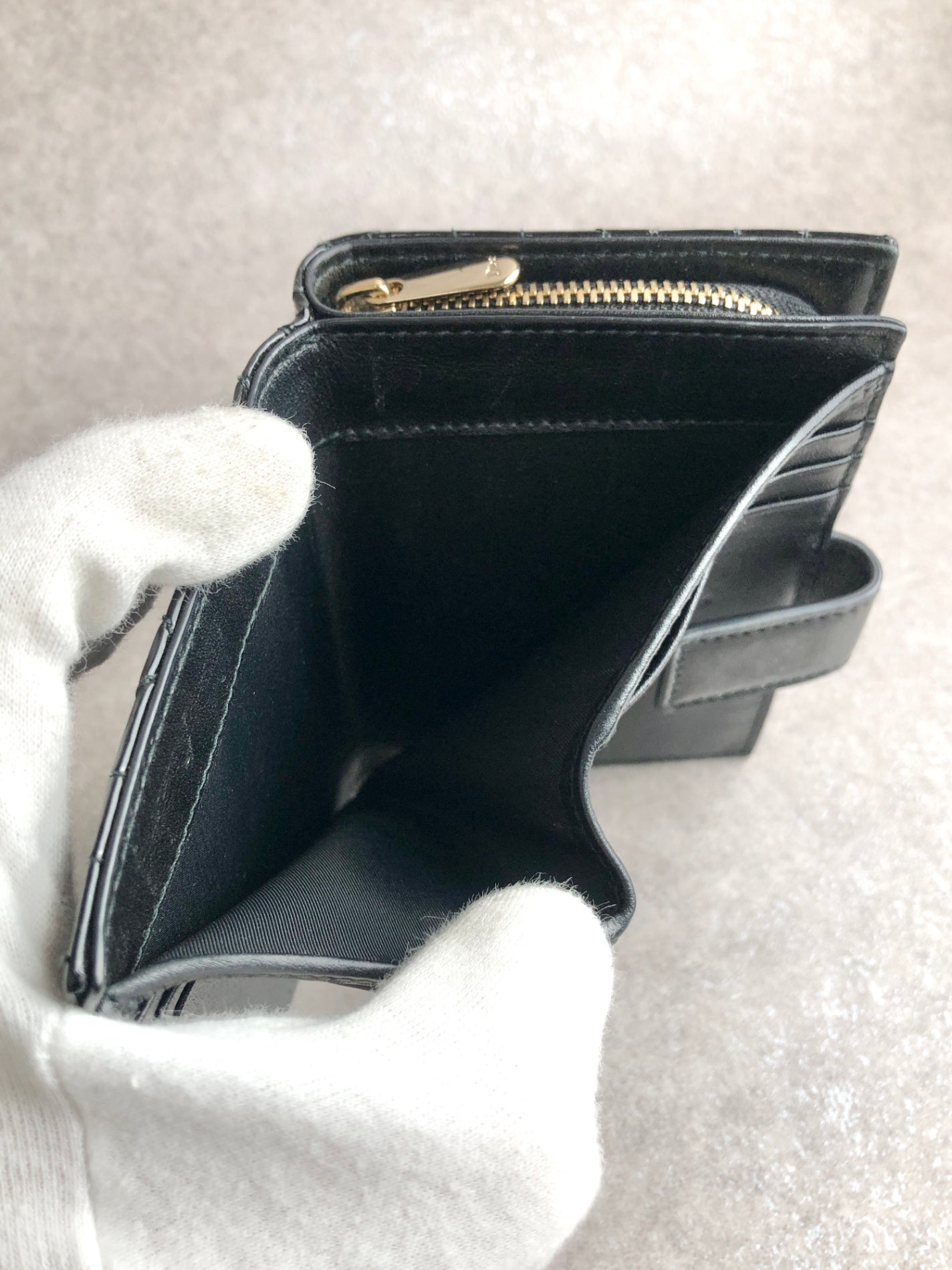 Christian Dior Cannage Folded Wallet Black Vintage m435au