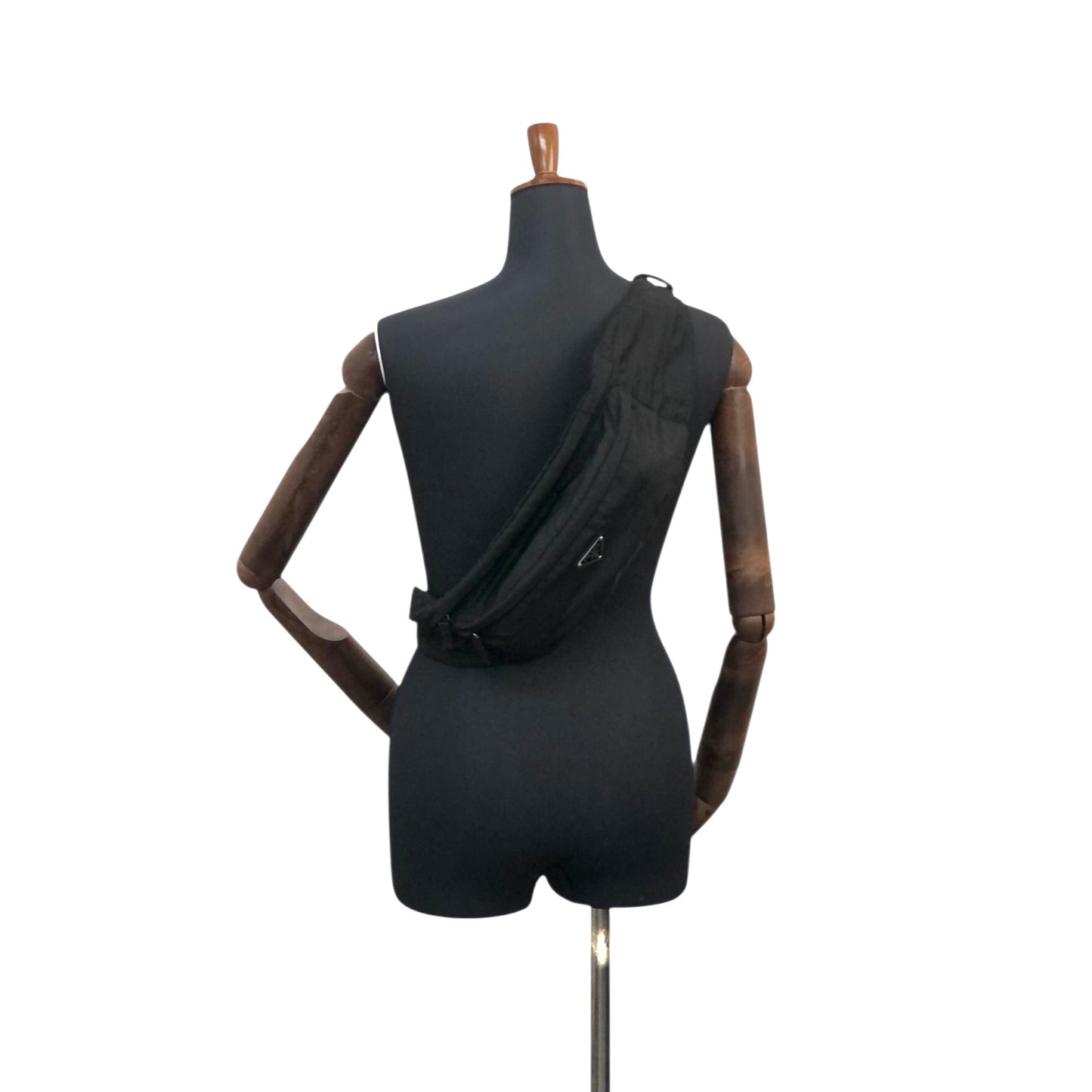 PRADA Tessuto Triangle Logo Sling bag Black Vintage ty7usc