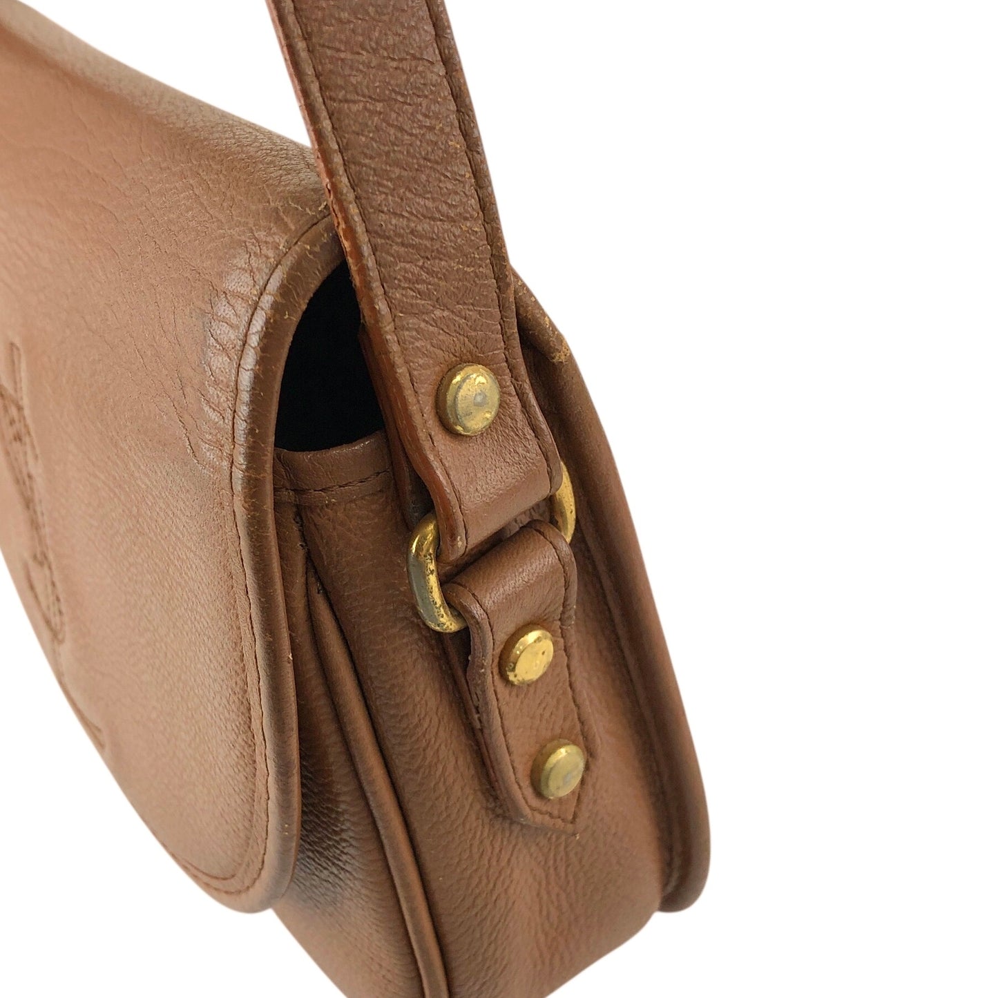 Yves Saint Laurent YSL Logo Shoulder bag Brown Vintage ews436