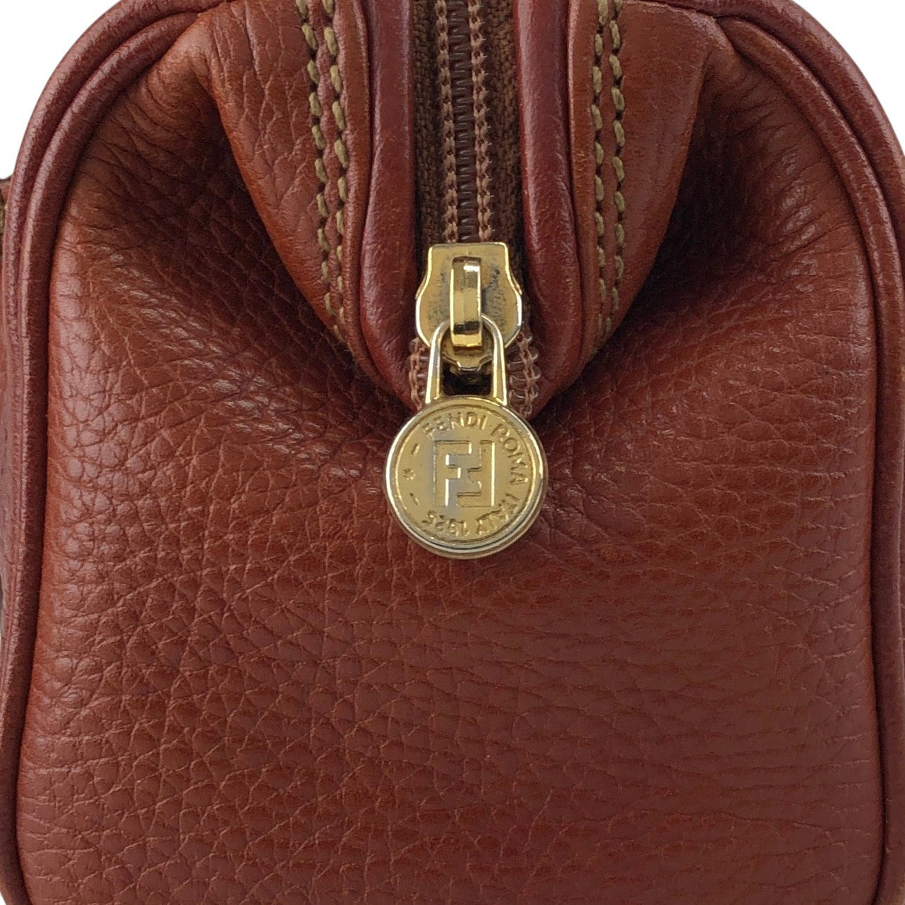 FENDI FF Logo Two-way Small Boston bag Shoulder bag Brown Vintage