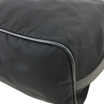 PRADA Triangle Logo  Nylon Leather Shoulder bag Hobobag Black Vintage zx7az8