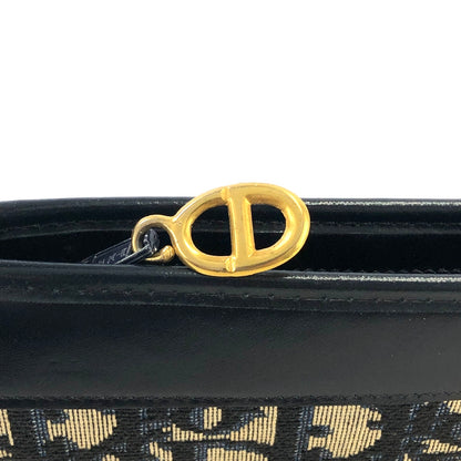 Christian Dior Trotter Logo Jacquard Leather Shoulder bag Navy Vintage i2dwx3