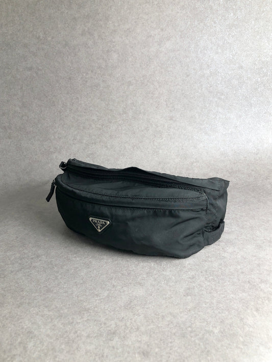 PRADA Tessuto Triangle Logo Sling bag Black Vintage fa4d62